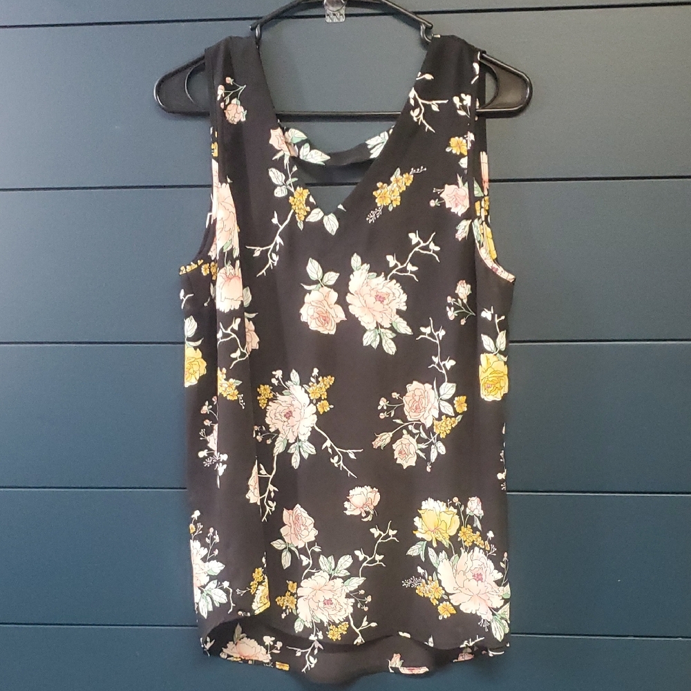 Maurices Black Floral Tank Top